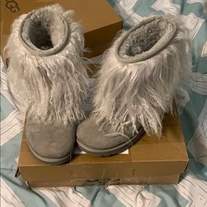 Size 6 Gray Fluffy UGG boots